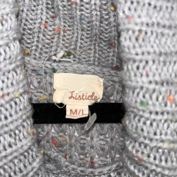 Listicle Gray Sprinkle Chunky Knit Turtleneck Tunic Sweater Medium / Large - Picture 4 of 5